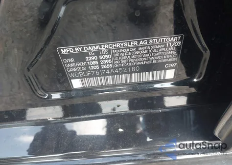 2004 Mercedes-Benz E 55 Amg from USA, damaged, VIN WDBUF76J74A452180